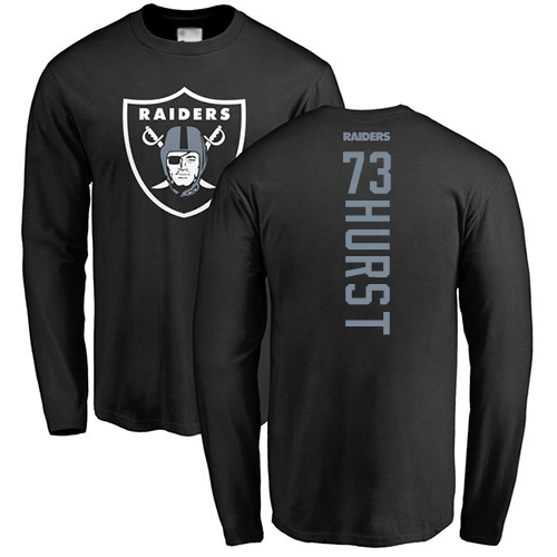 Men Oakland Raiders Black Maurice Hurst Backer NFL Football #73 Long Sleeve T Shirt